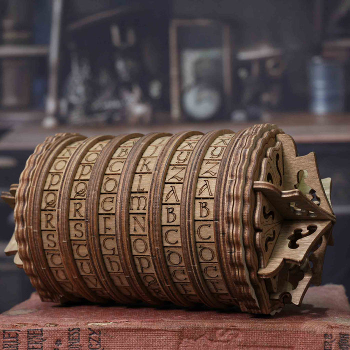 Ugears Escapewelt Cryptex Wooden letterpress wheel Wooden puzzle with letter patterns on a book