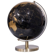 Black and gold globe on a white background
