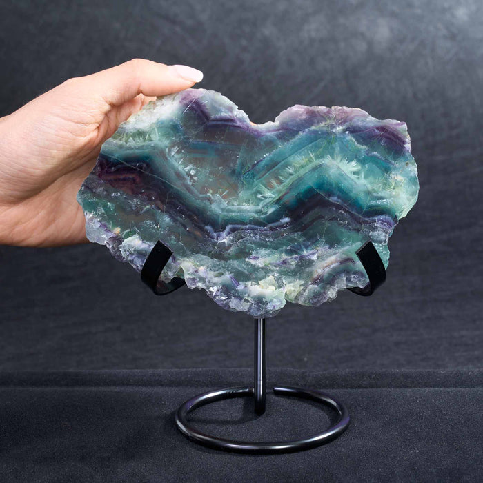 Fluorite Slab with Natural Edge with stand