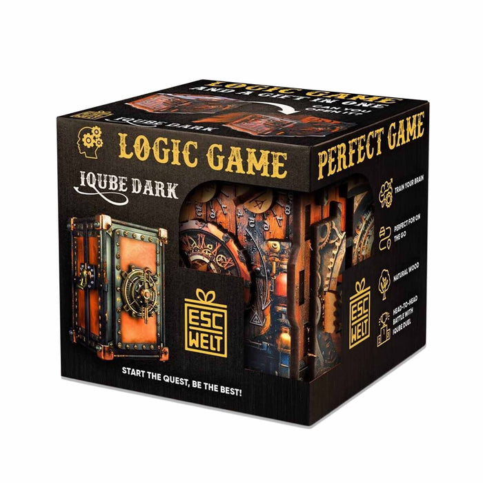 Ugears Iqube Dark logic game  Box of Iqube Dark logic game withSteampunk design elements