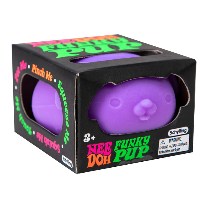 Purple 'Funky Doh Pup' toy in with background 