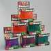 Stack of colorful 'Nice Cube Swirl' packaging on a gray background