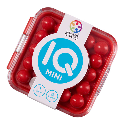 Smart Games IQ Mini packaging with red balls on a white background