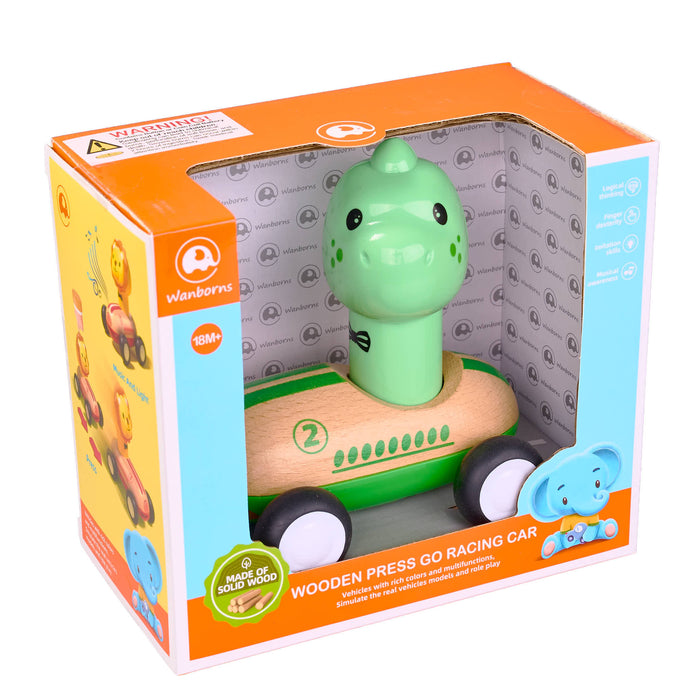 Wooden Dinosaur Press Go Racing Car