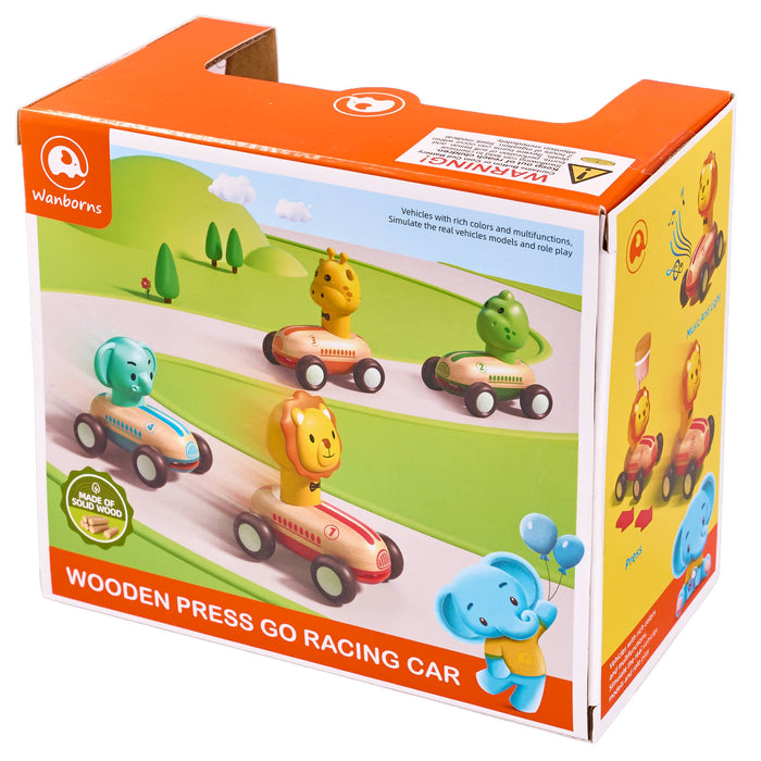 Wooden Dinosaur Press Go Racing Car