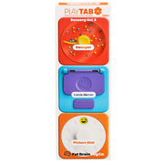 PlayTAB sensory set packaging with three different modules on a white background