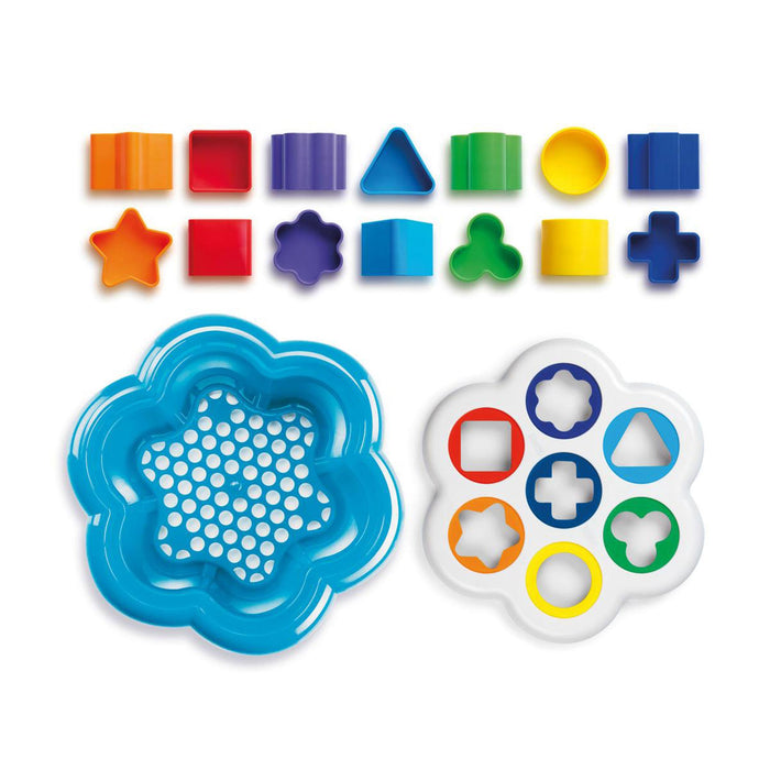 Quercetti Daisy Shape Sorter baby toy Colorful shape sorting toys on a white background