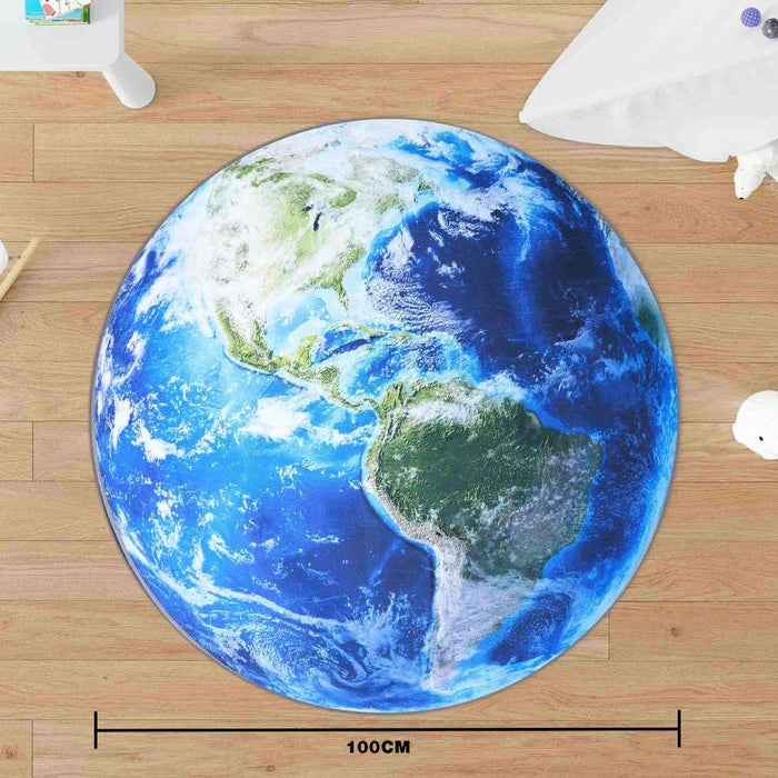 Round Earth rug with scale