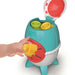 Colorful toy with a hand interacting with it on a white background