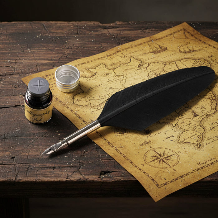 Sml Feather Pen and Ink Black