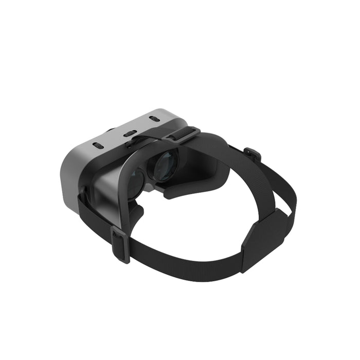 Black and gray VR headset on a white background