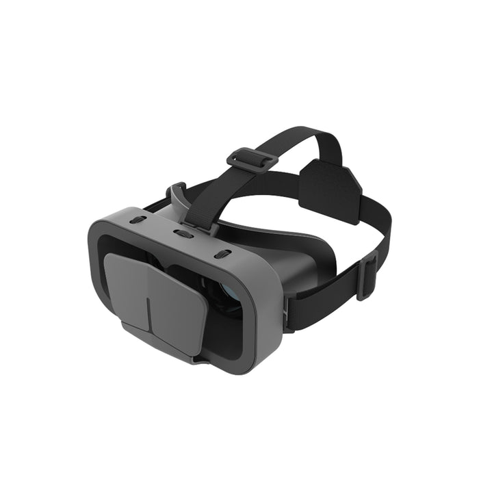 Black VR headset with head straps on a white background