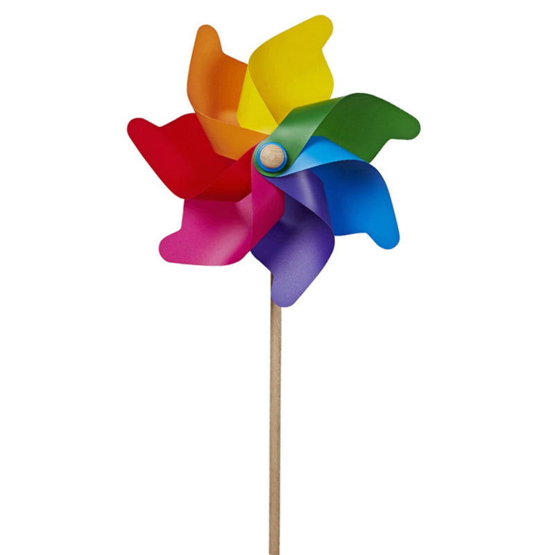 Colorful pinwheel toy on a white background