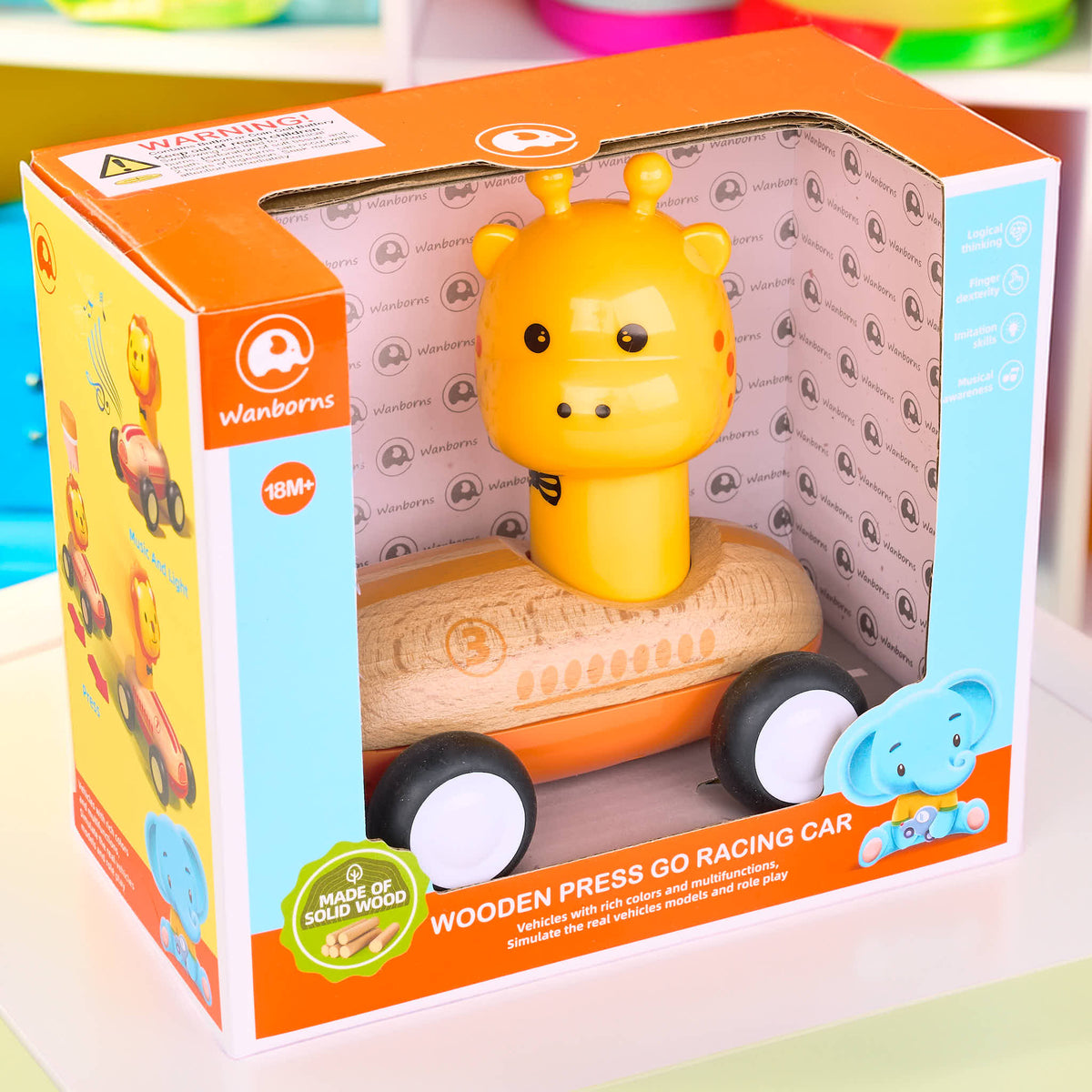 Wooden Giraffe Press Go Racing Car — Professor Plums