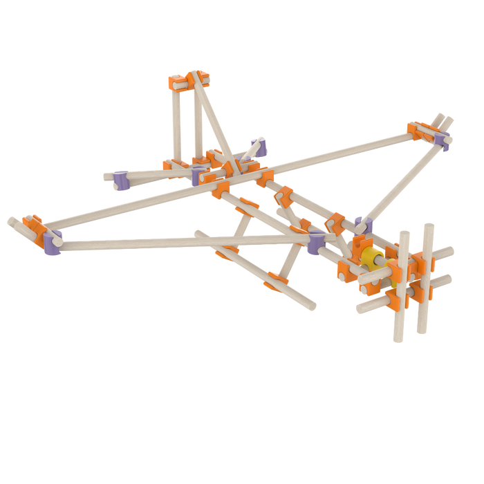 Simple mechanical model with a lever and pulley system on a white background from beaver