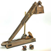 Leonardo da Vinci Trebuchet Wooden trebuchet model on a white background
