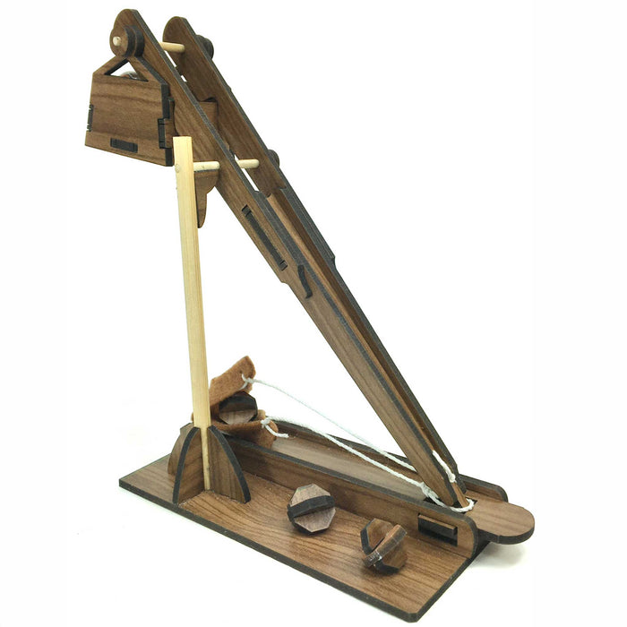 Leonardo da Vinci Trebuchet Wooden trebuchet model on a white background