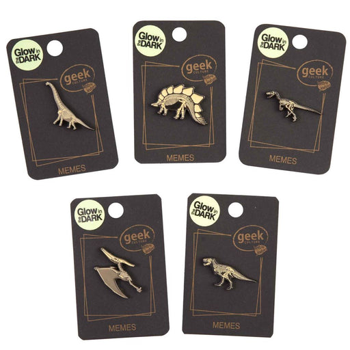 velociraptor glowing dinosaur skeleton pin assorted 3