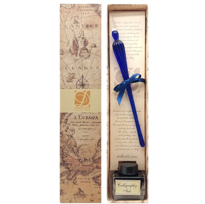 Large Glass Pen Blue