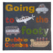 The front cover of the children's book 'Going to the footy' by Debbie Coombes, featuring a dark charcoal gray background with colorful, textured lettering and illustrations of vehicles.