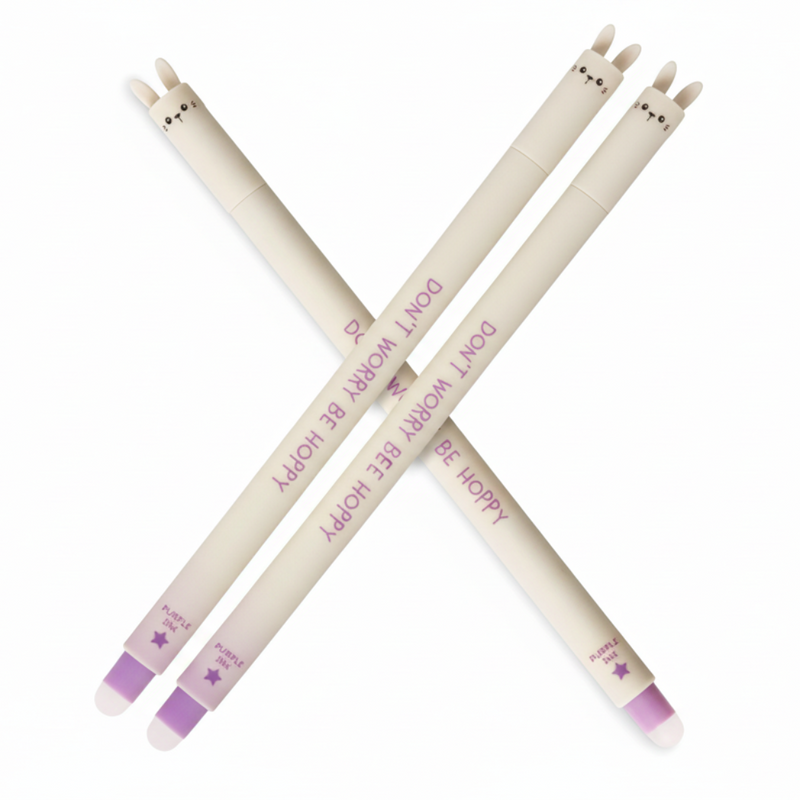 Pencil with a pink eraser and text 'Don't Worry, Be Hoppy' on a white background