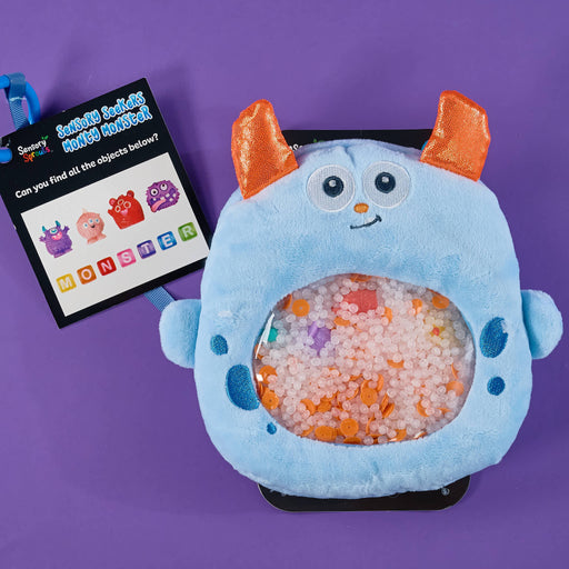 Monty Monster is a tactile wonder baby toy on a purple background