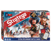 Board game box titled 'Strategy' with historical illustrations on a white   background