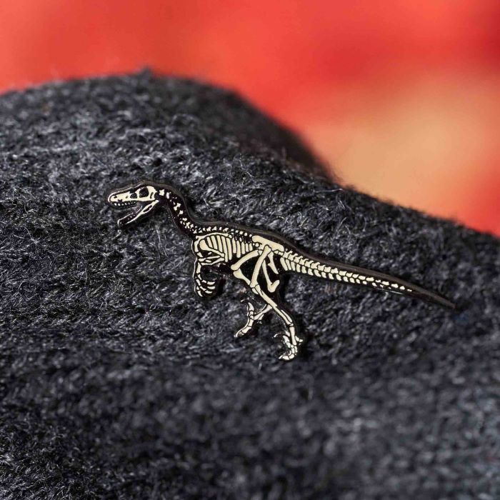 velociraptor glowing dinosaur skeleton pin 3