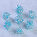 white and blue dice set 