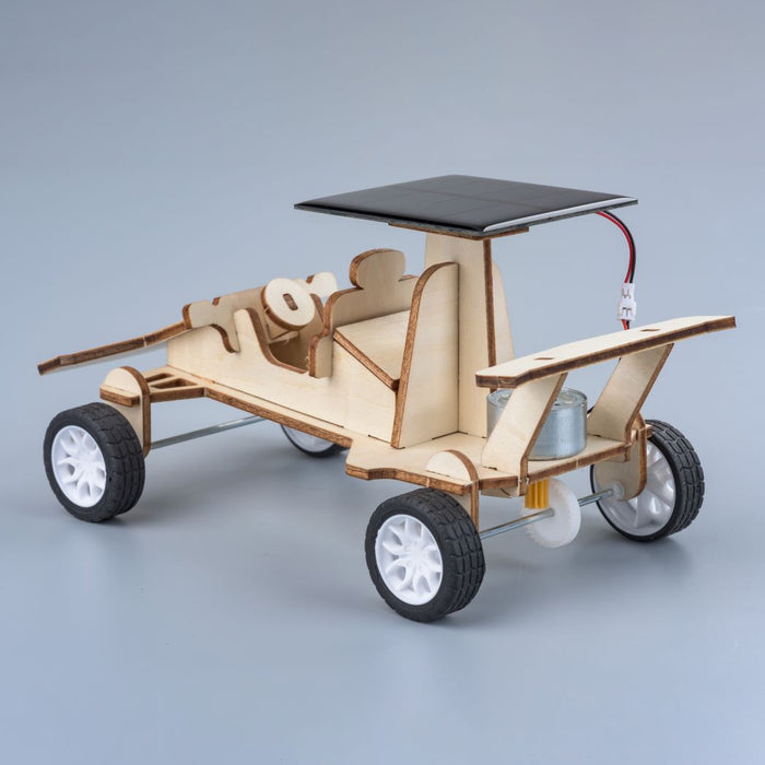 wooden solar car back view