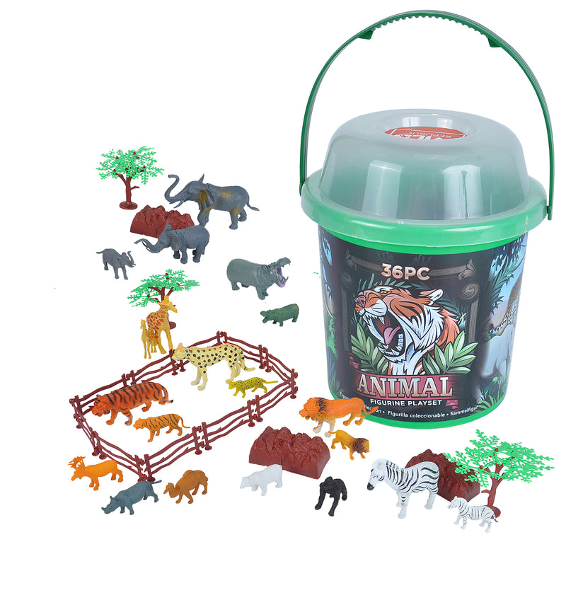 Bucket of Wild Animal Figurines