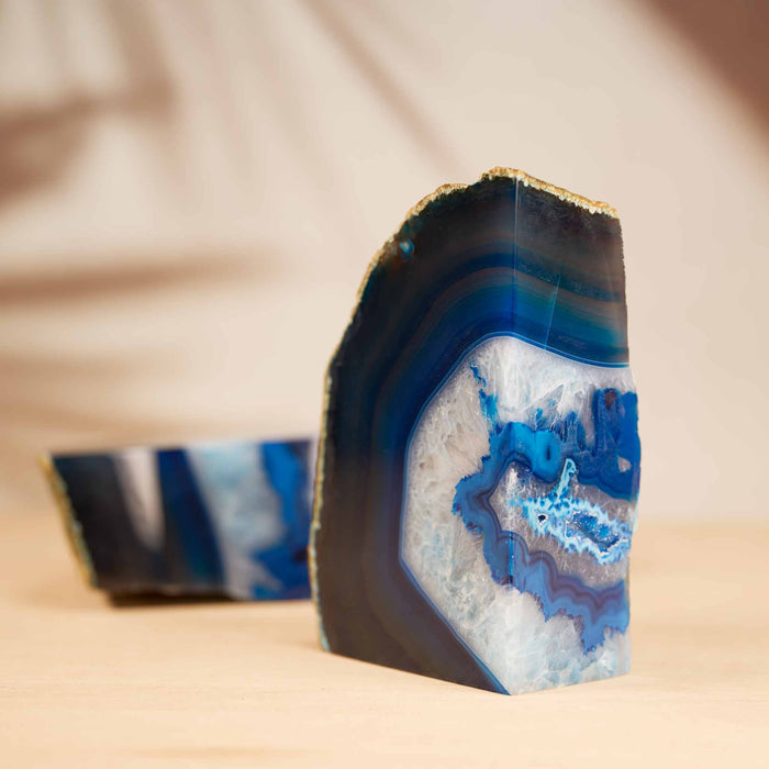 Polished Blue Agate Bookend