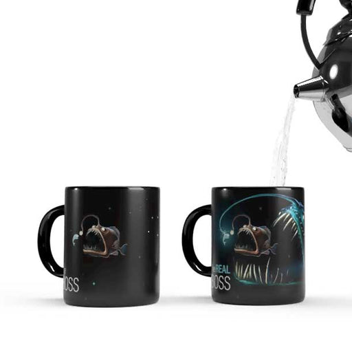 anglerfish temperature sensitive mug changing with hot water