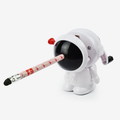 astronaut pencil sharpener action shot