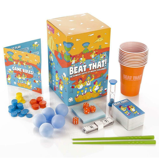 beat that! game of whacky challenges top down shot o packaging and contents 