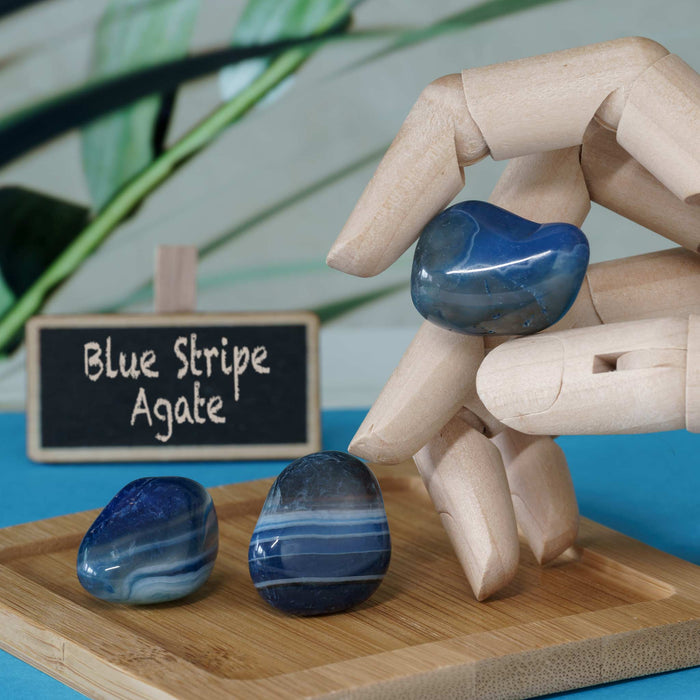 Blue Striped Agate Tumbled Gemstone