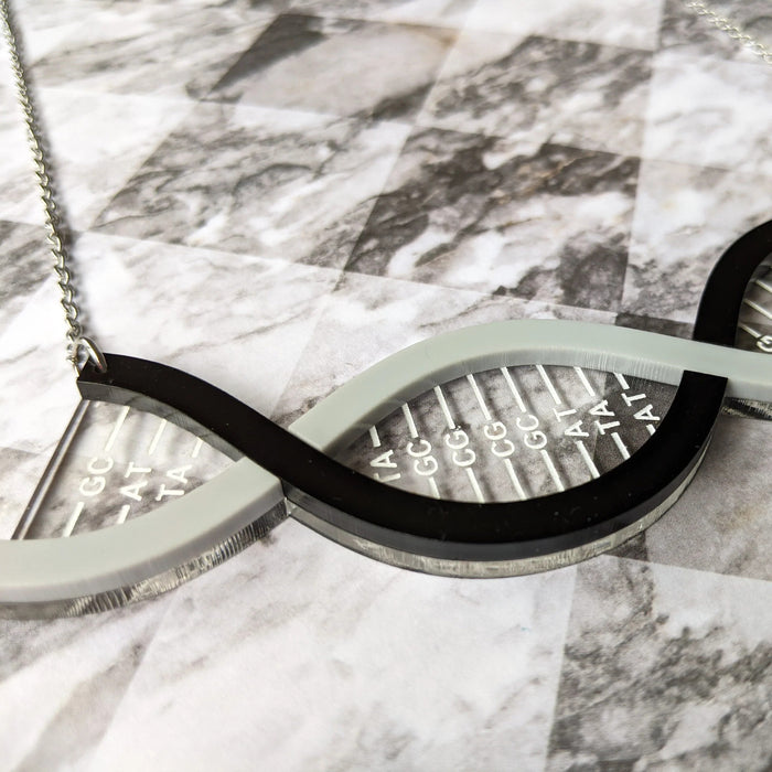 DNA Necklace in Greyscale Acrylics