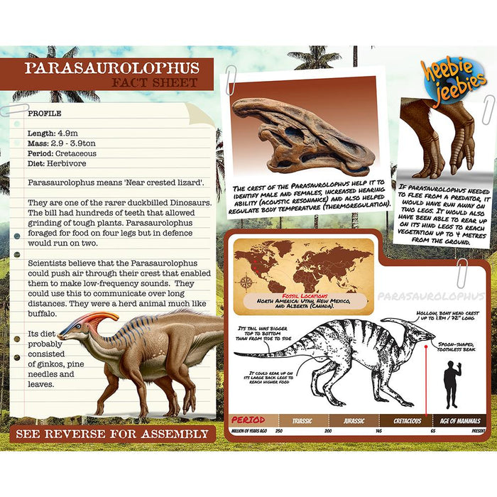 Heebie Jeebies | Dinosaur Wood Kit Small Parasaurolophus