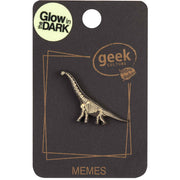 brachiosaurus glowing dinosaur skeleton enamel pin on packaging front on