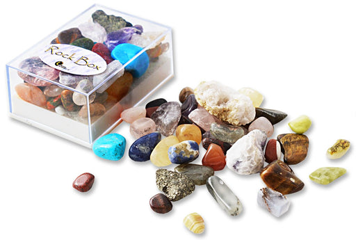 rock box with gemstones