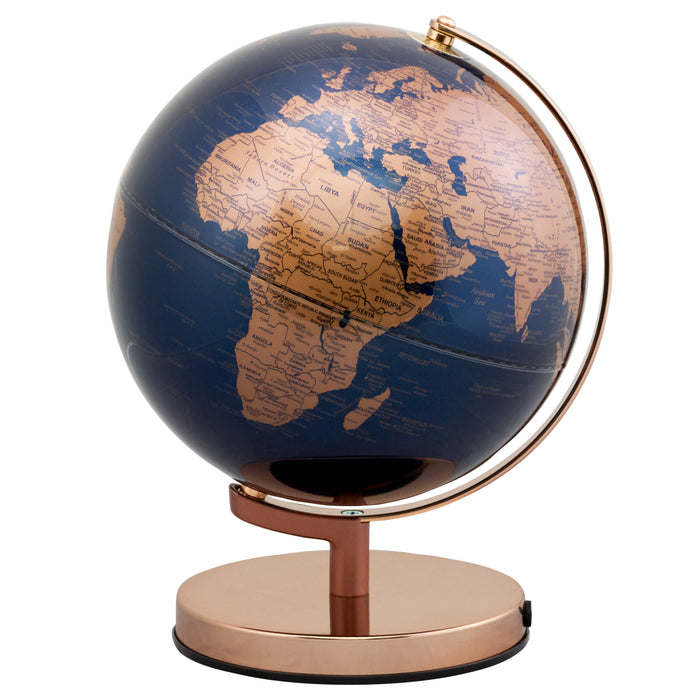 Rose Gold / Navy Illuminated LED World Globe 25cm