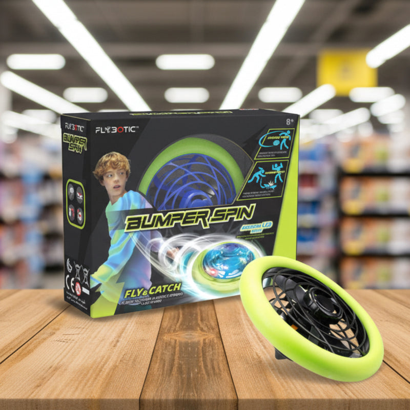 bumper spin mini electric frisbee packaging and product