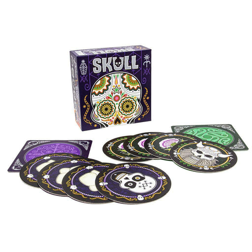skull bluffing card game front packaging and cards